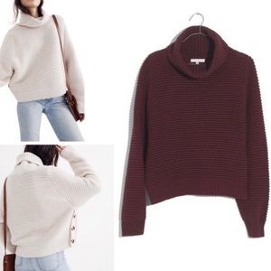 Madewell Burgundy Side Button Turtleneck Sweater - Size M
